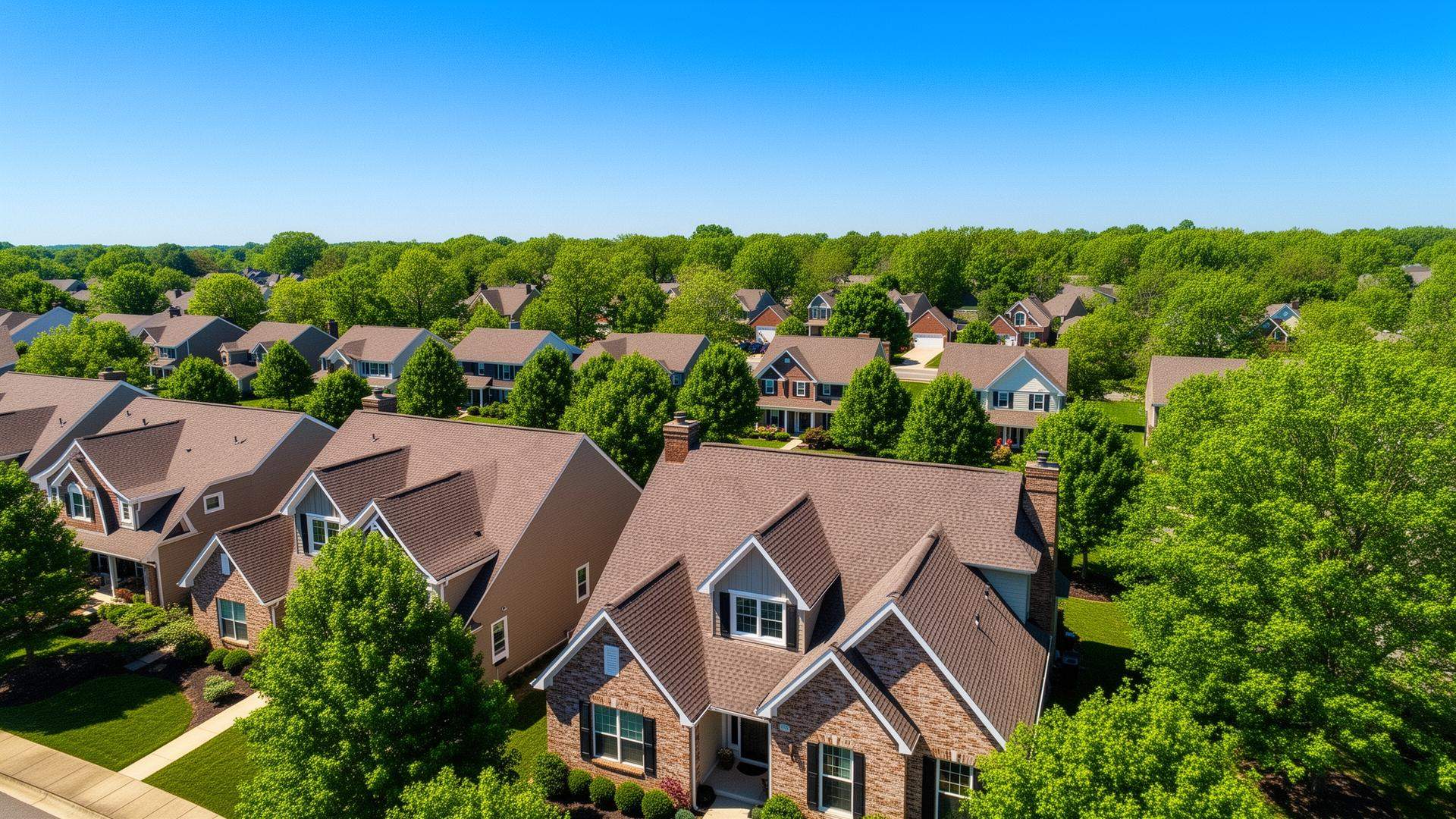 Louisville Kentucky skyline with blue sky - Homestretch Roofing service area